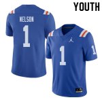 Youth Florida Gators #1 Reggie Nelson NCAA Jordan Brand Royal Throwback Alternate Authentic Stitched College Football Jersey IJJ8362YI